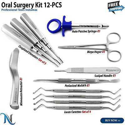 #ad Dental Extraction 12Pcs Kit for Veterinary Clinal Tools Root Elevators Forceps $64.99