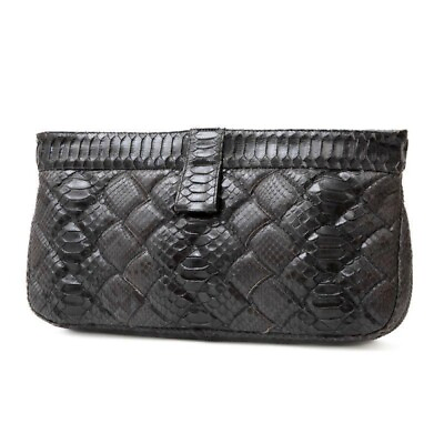 #ad BOTTEGA VENETA Clutch Bag Dark Brown Intrecciato Leather Authentic E1114287 $493.07
