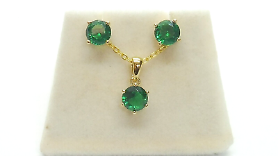 #ad Ladies Hallmarked Solid 18 Carat Gold 2.25 Carat Emerald Earrings amp; Pendant Set GBP 477.00