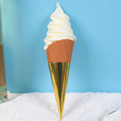#ad 2 Pcs Simulation Ice Cream Paper Child Realistic Food Cone Snow Display Toy $18.31