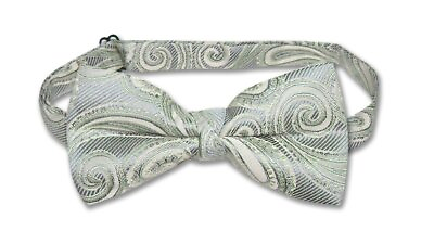 #ad COVONA Men#x27;s BOW Tie Solid LIGHT GREEN Color PAISLEY BOWTIE for Tux or Suit $7.95