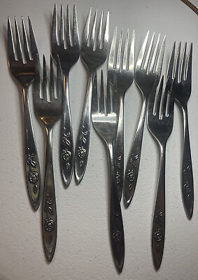 #ad Vintage Oneida Salad Forks quot;My Rosequot; Collection one price per fork 18 8 USA $2.00