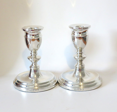 #ad Pair Vintage Elizabeth II Sterling Silver Candlesticks Fully Hallmarked 1974 GBP 260.00