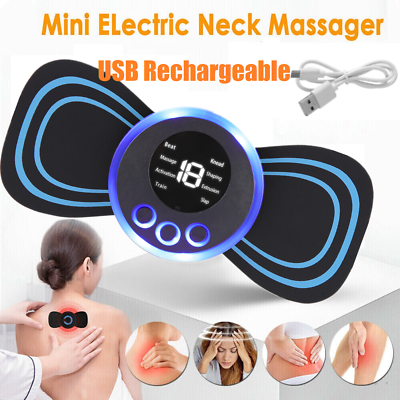 #ad Portable Mini Electric Neck Back Massager Cervical Massage Patch Stimulator $6.51