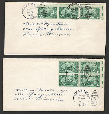 #ad USA TWO TRAVELED LETTERS ROOSEVELT 1948. $2.82