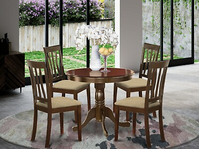 #ad 5pc dinette set kitchen dining 36quot; round table w 4 cushioned chairs cappuccino $535.00