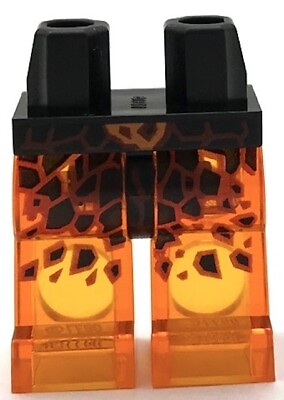 #ad Lego New Minifigure Pants Black Trans Orange Legs w Red Rimmed Lave Stone Spots $2.99