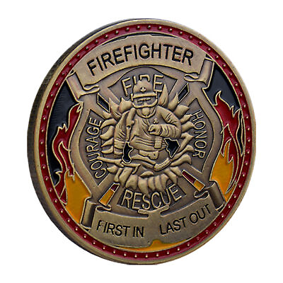 #ad Firefighter Challenge Coin Fire Department Rescue Prayer Coin Fireman Gift $10.23