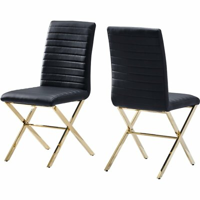 #ad Best Master Furniture Timber 20.5quot; Faux Leather Dining Chair in Black Set of 2 $190.99