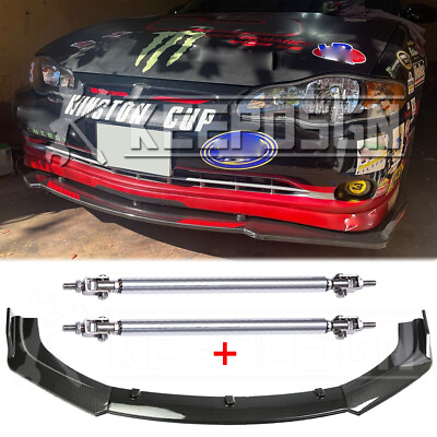 #ad For Chevy Monte Carlo 00 07 Carbon Fiber Front Bumper Lip Splitter Strut Rods $99.06