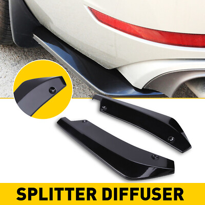 #ad Universal Car Bumper Spats Rear Lip Splitter Canard Diffuser Spoiler Gloss Black $12.99