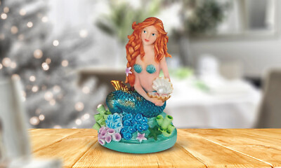 #ad Blue Mermaid with Pearls in the Shell Statue 4.5quot;H Fantasy Figurine Room Decor $23.41