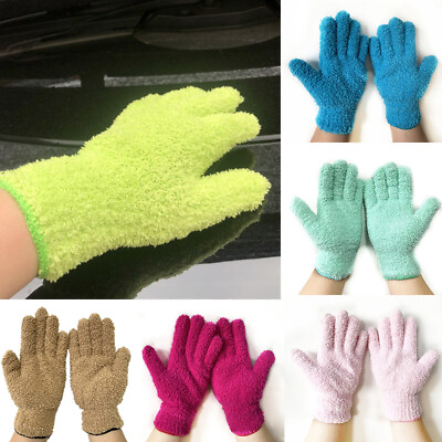 #ad Soft Microfiber Dusting Cleaning Gloves Car Blinds Windows Dust Remover Gloves AU $2.59