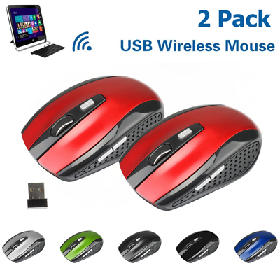#ad 2 Wireless Optical Mouse Mice 2.4GHz USB Receiver For Laptop PC Computer DPI USA $8.49