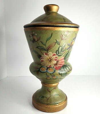 #ad Vintage Lidded Footed Decorative Floral Vase Urn 14quot; Tall $44.99