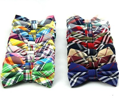 #ad Adjustable Formal Plaids Bows Ties Cotton Casual Business Suits Bowties 1pc $19.31