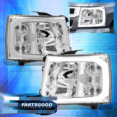 #ad For 07 14 Chevy Silverado 1500 2500 3500HD LED DRL Chrome Headlights Lamps LHRH $168.99