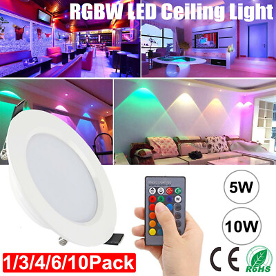 #ad 5W 10W RGB Dimmable LED Ceiling Light Recessed Round Downlight AC85 265V Fixture $12.23