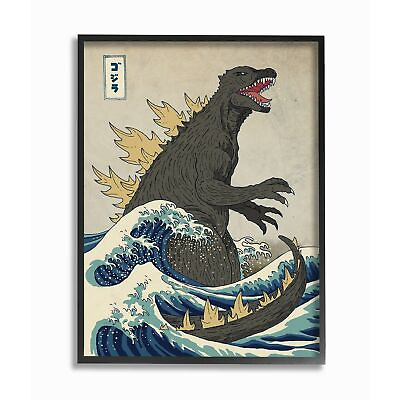 #ad Stupell Collection Godzilla in the Waves Eastern Poster $47.99
