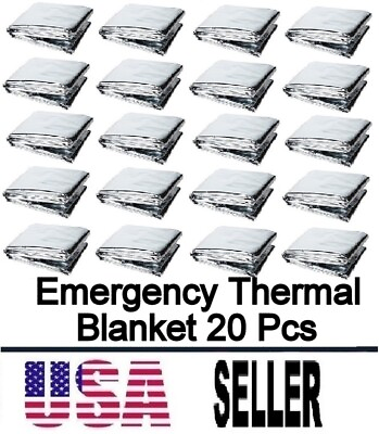 20 Pcs Medical Emergency Thermal Blanket Mylar Trauma Military Survival Silver $17.99