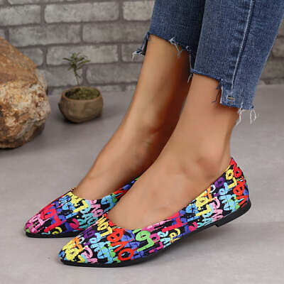 #ad COLORFUL LETTER POINT TOE BALLETS FLATS NON SLIP SHOES Regular price $35.93