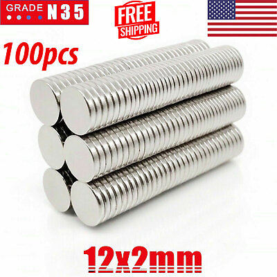 100 Neodymium Magnets Round Disc N35 Super Strong Rare Earth 12mm X 2mm Lot New $10.99