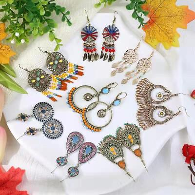 #ad Ethnic Beads Tassel Women#x27;s Drop Hook Earrings Wedding Boho Party Jewelry Gifts C $3.70