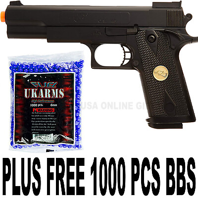 #ad Quality Full Size Spring Airsoft Gun Pistol With FREE 1000 BB#x27;S Bullets With Box $35.00