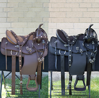 #ad Western Horse Saddle Synthetic Cordura Trail Barrel Tack Set 15 16 17 18 Used $189.99