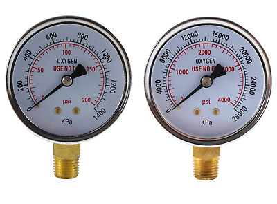 #ad Low and High Pressure Gauges for Oxygen Regulator 2.5 inches 1 4quot; NPT PAIR $22.50