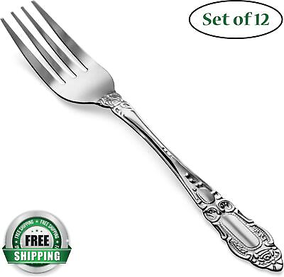 #ad Heavy Duty Dinner Forks Stainless Steel Table Forks Flatware Set of 12 Durable $10.75
