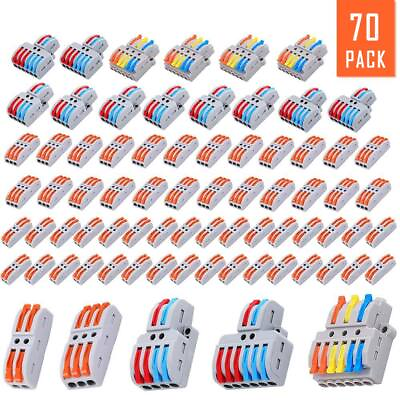 #ad 70Pcs Wire Connectors Assortment Pack Kit 2 Conductor Compact Splicing 28 12 AWG $69.98