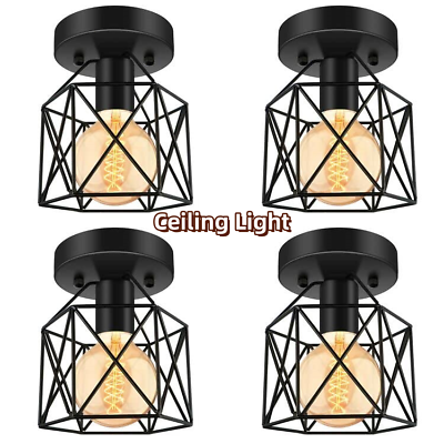 #ad Set of 4 Flush Mount Ceiling Lights Industrial Fixtures Bulb Not Included $35.99