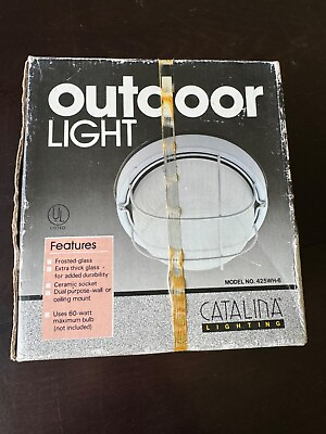 #ad Vintage Catalina White Outdoor Round Wall Light Exterior Glass Fixture 425WH 6 $29.95