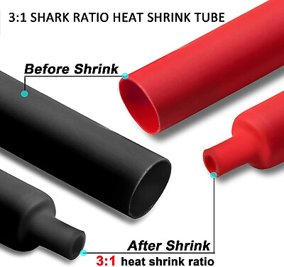 #ad #ad 3:1 Marine Grade Waterproof Black or Red Heat Shrink Tubing Glue Adhesive Lined $14.24