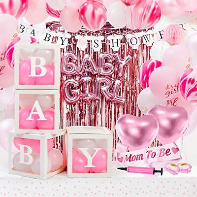 #ad Pink Baby Shower Decorations for Girl All in One inclusive JUMBO Decor Set $54.40