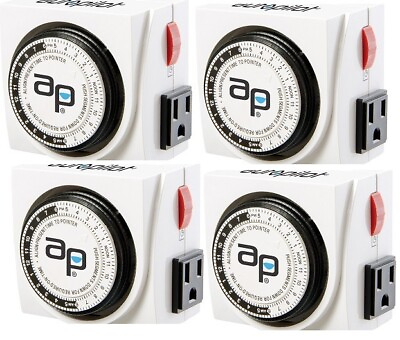 4 Pack Autopilot Dual Outlet Analog Grounded Timer 15A turn off lights auto $79.95