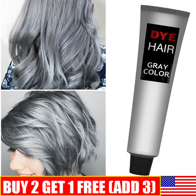 #ad 100ml Hair Dye Crem Light Gray Silver Hair Color Cream Grandma Gray Punk Style^ $8.99
