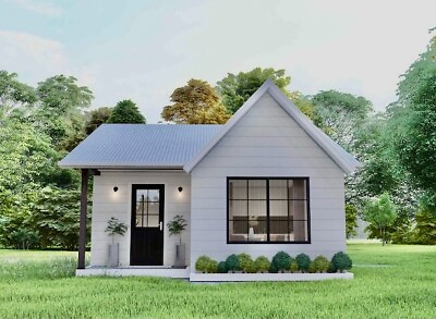 #ad modern house plans Cabana Type small house plan 2bed room Auto CAD File 3D Image $15.00