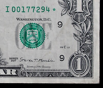 #ad $1 2017 Star Federal Reserve Note I00177294* 250K print Single Run Issue one $ $39.99