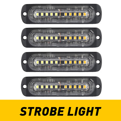 4x 10LED Strobe Lights Emergency Flash Warning Beacon White Amber Bar 12 24V USA $19.99