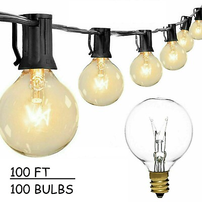 25 50 100FT Outdoor String Lights G40 Hanging Globe Patio Bulbs Waterproof NEW $51.99