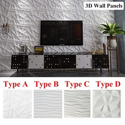 #ad 3D PVC Wall Panels Textured Diamond Design 12 Tiles 35 SF White WaterProof $204.57