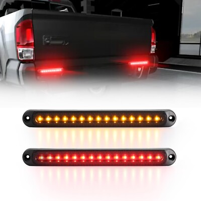 10quot; LED RED Stop Tail Amber Flowing Turn Signal Brake Light Bar Car Truck $27.99