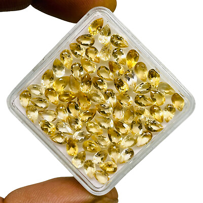 #ad VVS 100 Pcs Natural Citrine 4.6 5mm Pear Cut Loose Untreated Gemstones Lot $17.99