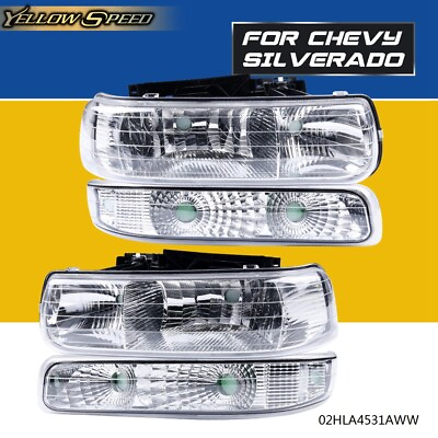 #ad HeadlightsSignal Lights Fit For 1999 02 Chevy Silverado 2000 06 Tahoe Suburban $62.39