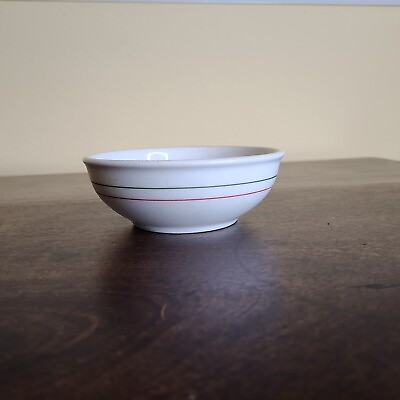 #ad Restaurant Ware by Mayer China Fruit Bowl 5quot; White w Red amp; Green Lines Soup A44 $8.89