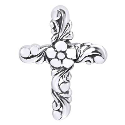 #ad Purity Flower Christian Cross 14K White Gold Plated Pendant Necklace $106.54