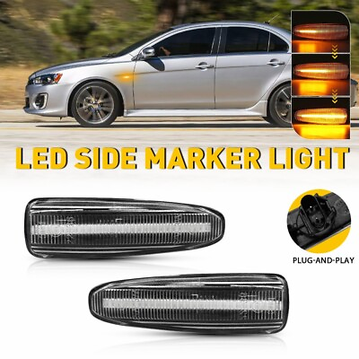 #ad Pair AUXITO Amber Dynamic LED Side Light For Mitsubishi Lancer Mirage Outlander $15.99