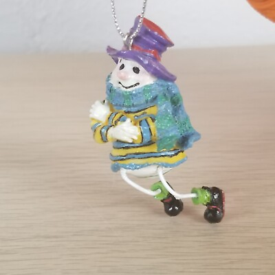 #ad Silvestri Snowman Snow Shivering Snow Guy Resin Christmas Ornaments Handmade Hat $8.54